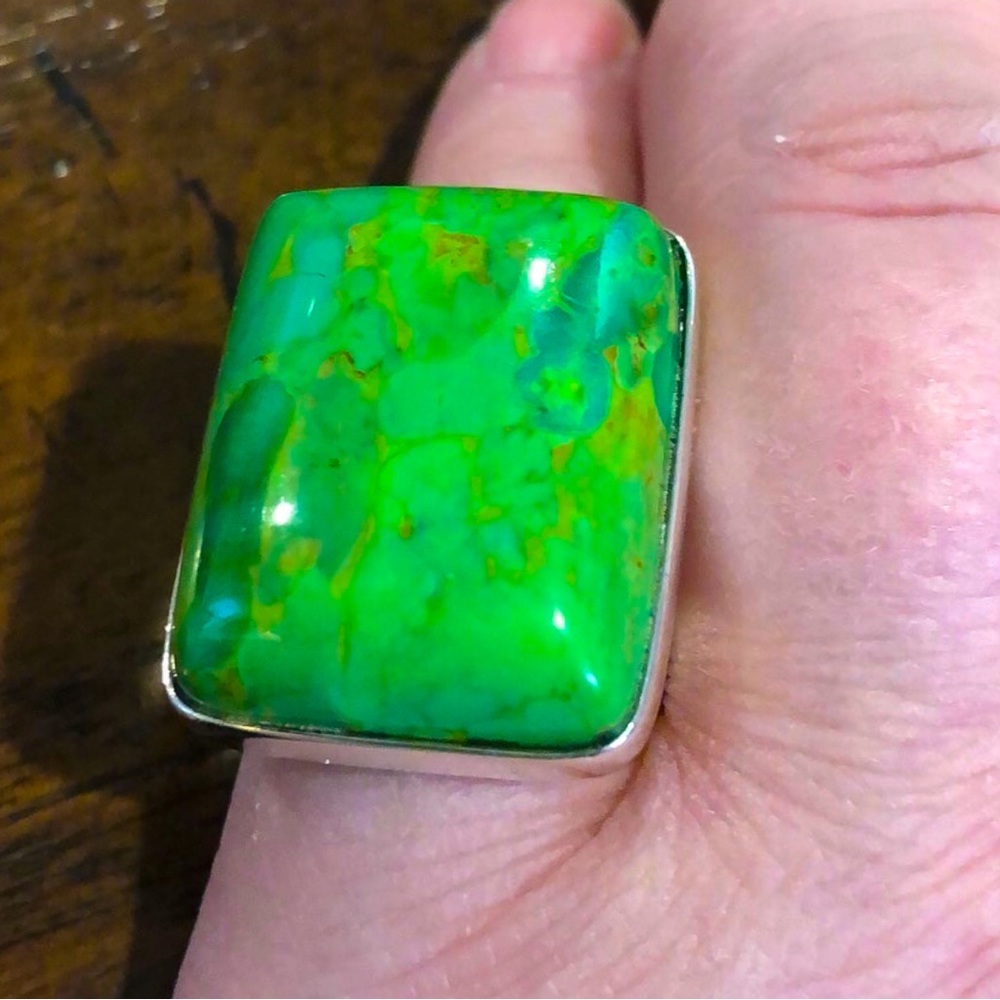 JAY KING DTR Green Turquoise Sterling Silver Cabochon Ring Sz 10 - Picture 13 of 16